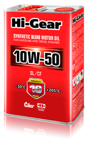 Масло моторное 10W-50 п/с Hi-Gear SYNTHETIC BLEND MOTOR OIL 4л. (SL/CF) /кор.3шт/