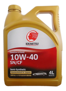 Масло моторное 10w40 п/с IDEMITSU Semi-synthetic 4л (SN/CF)/кор.6шт/