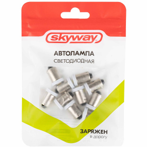 Автолампа диод T8,5 (T4W) 24V 1 SMD диод BA9s 1-конт Белая SKYWAY компл. 10шт/НА ВЫВОД