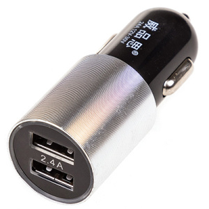 Зарядное устройство (адаптер) 12/24V USBх2 (1.0А+2.4А) SW Черный/серебро в коробке /кор.150шт/ВЫВЕДЕН