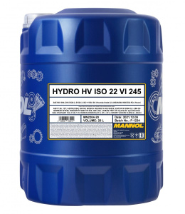 Масло гидравлическое Mannol Hydro HV ISO 22 VI 245 мин.  20л (DIN 51524-2, 51524-3; ISO VG 22)