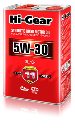 Масло моторное 5W-30 п/с Hi-Gear SYNTHETIC BLEND MOTOR OIL 4л. (SL/CF) /кор.3шт/