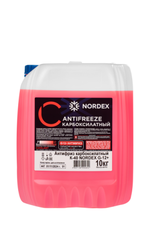 Охлаждающая жидкость Антифриз карбоксилатный К-40 NORDEX G-12+ красный 10 кг