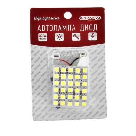 Панель светодиодная 12V 30 SMD диодов, 46*37мм Белая SKYWAY (блистер)/кор.2шт/