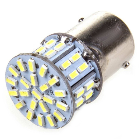 Лампа S25 P21W 24V 1-конт, 50 SMD диодов BA15s SKYWAY белая, противотум., стопы, задний /уп. 10шт./Н