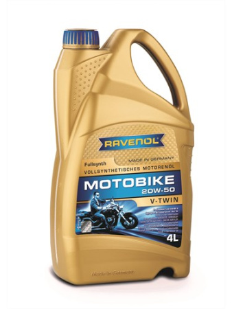 Масло моторное 20W-50 син. Motobike V-Twin Fullsynth RAVENOL, 4л /кор.4шт/ (JASO MA2)