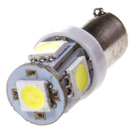 Лампа диод T8.5 (T4W) 24V 5 SMD диодов BA9s 1-конт Белая SKYWAY Габариты min2/уп20шт/НА ВЫВОД