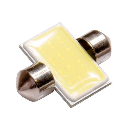Лампа диод T11(C5W) 12V 6W 1 COB диод 1-конт 31мм Белая SKYWAY Салон, номер/уп.20шт/на вывод