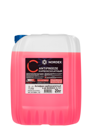 Охлаждающая жидкость Антифриз карбоксилатный К-40 NORDEX G-12+ красный 20 кг